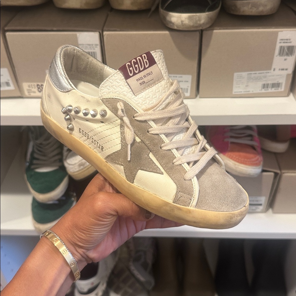 Golden Goose Silver and Cream Super Stars 37 worm a few times
